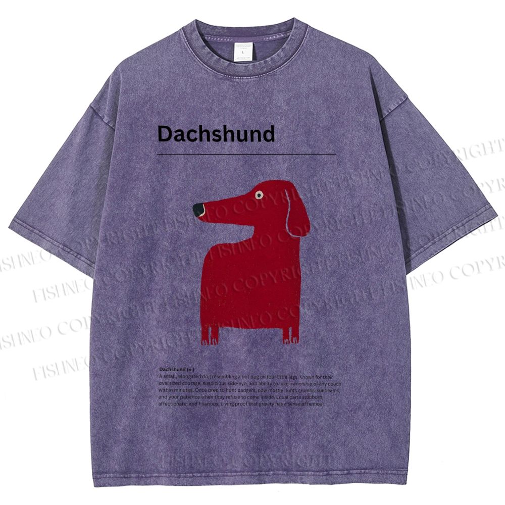 Unisex Dachshund Dog Printed Washed Tee