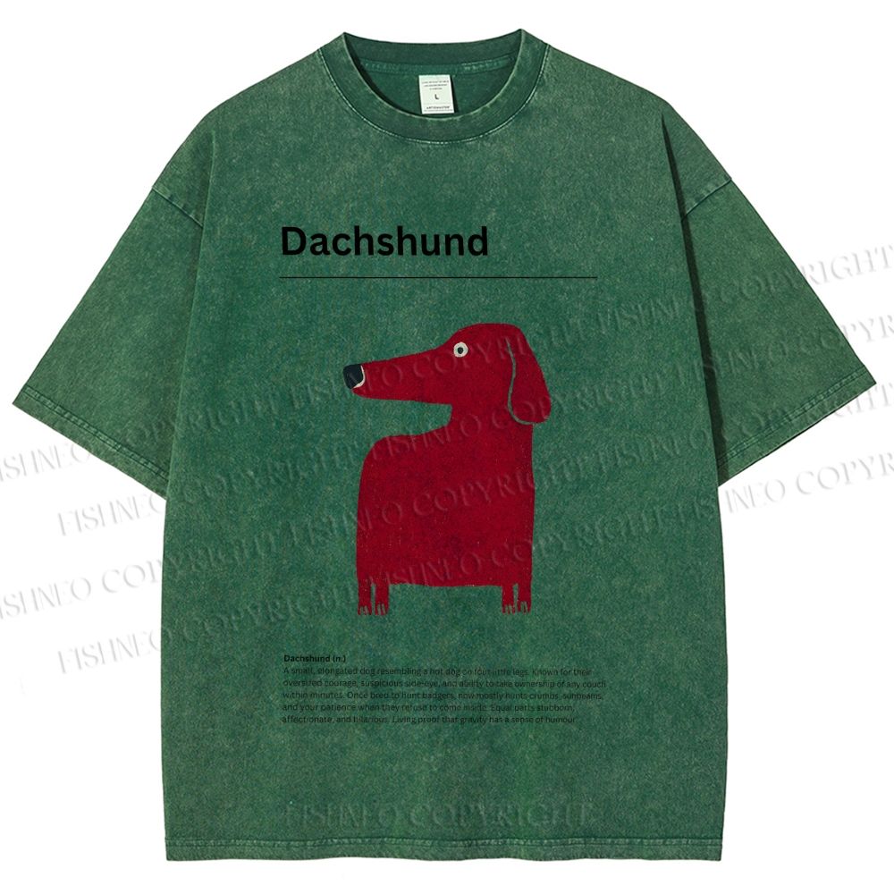 Unisex Dachshund Dog Printed Washed Tee