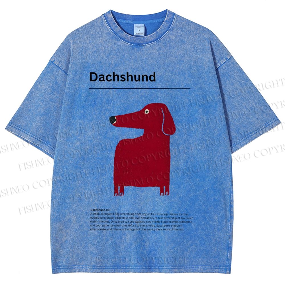 Unisex Dachshund Dog Printed Washed Tee