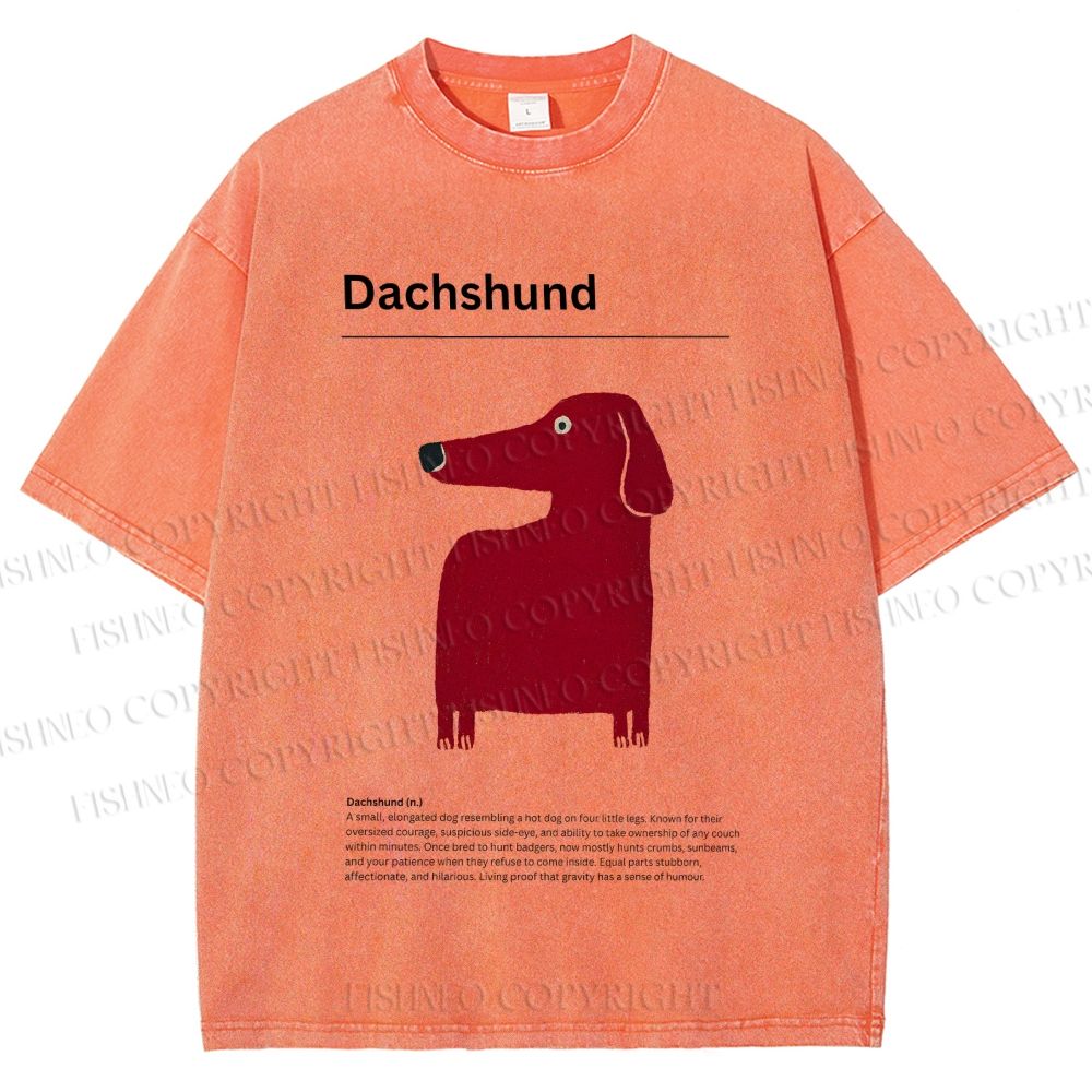 Unisex Dachshund Dog Printed Washed Tee