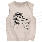 Unisex Punk Rock Dog Printed Washed Tank Top