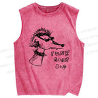 Unisex Punk Rock Dog Printed Washed Tank Top
