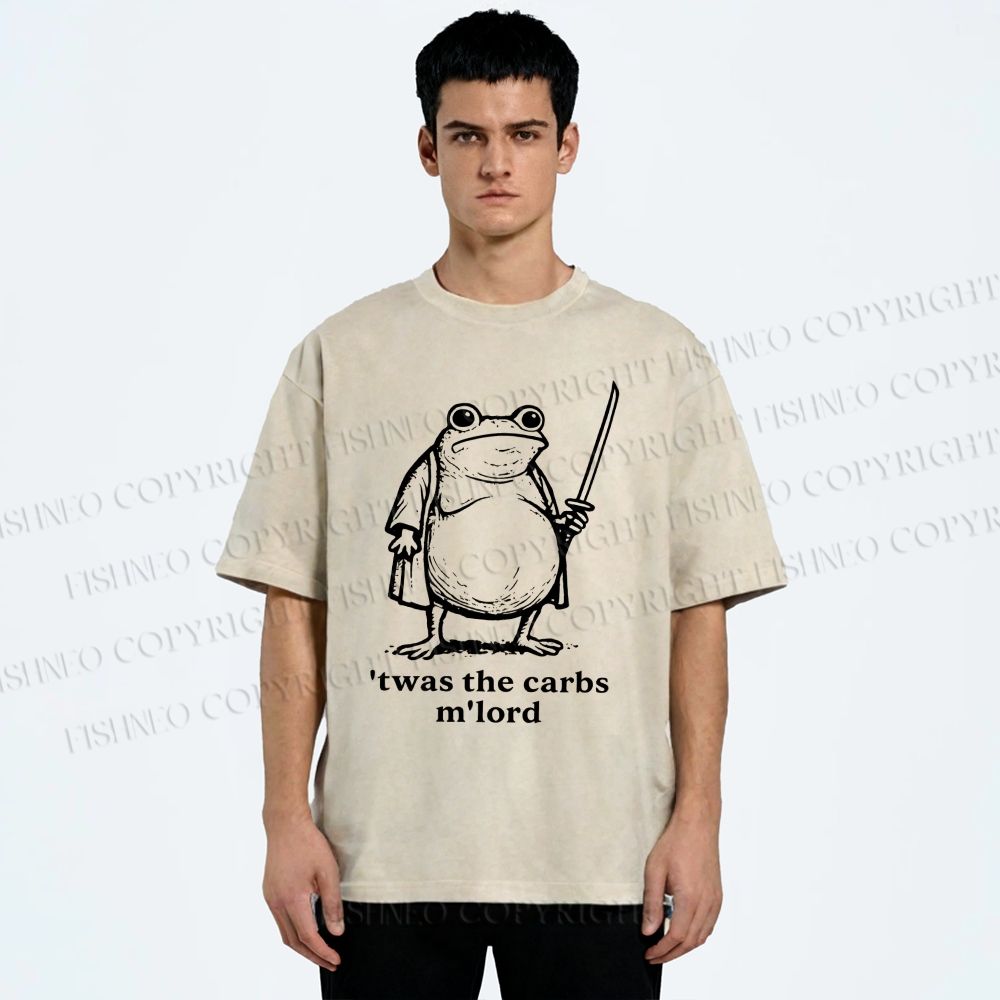 Unisex Samurai Frog Printed Washed Tee