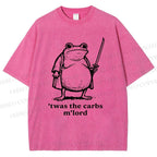 Unisex Samurai Frog Printed Washed Tee