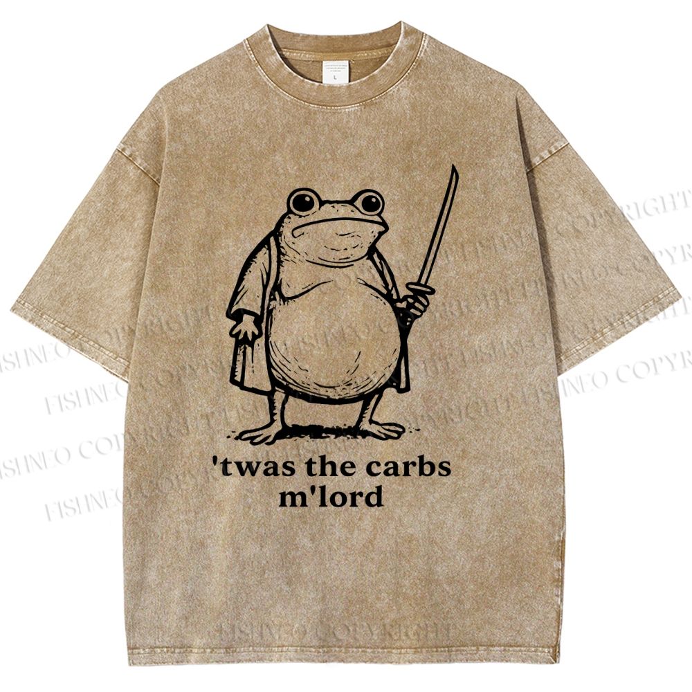 Unisex Samurai Frog Printed Washed Tee