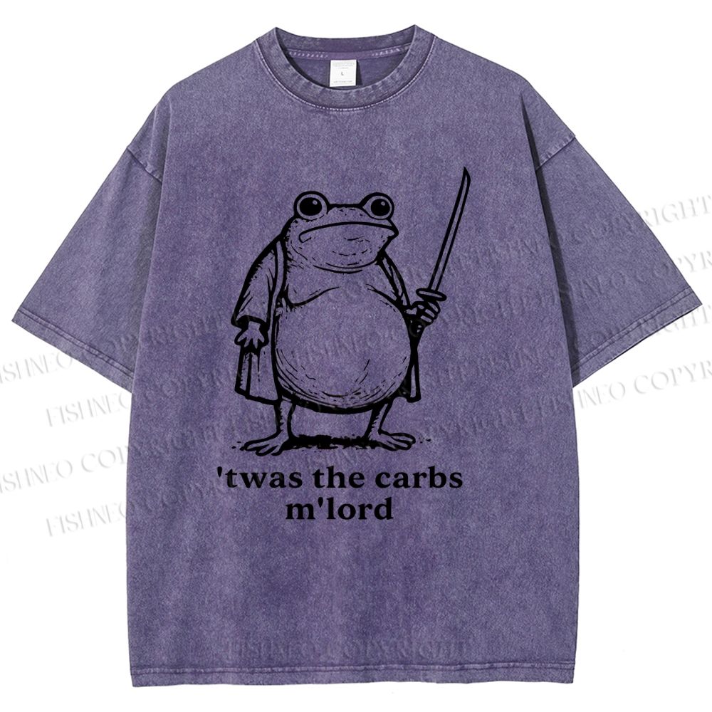 Unisex Samurai Frog Printed Washed Tee