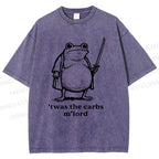Unisex Samurai Frog Printed Washed Tee