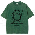 Unisex Samurai Frog Printed Washed Tee