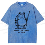 Unisex Samurai Frog Printed Washed Tee