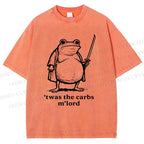 Unisex Samurai Frog Printed Washed Tee