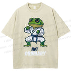 Unisex Karate Frog Printed Washed Tee
