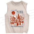 Unisex Sushi Japanese Sake Printed Washed Tank Top