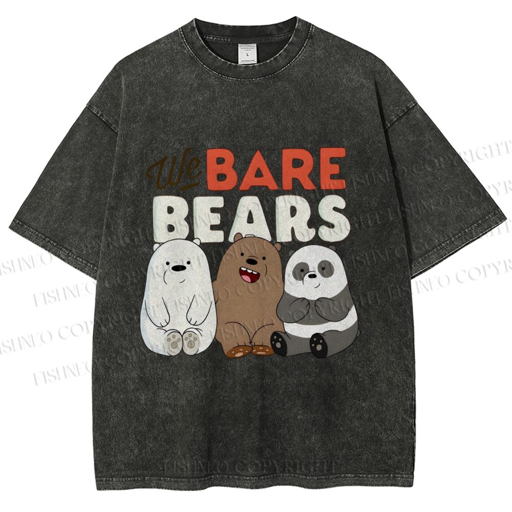 Unisex We Bare Bears Printed Washed Tee