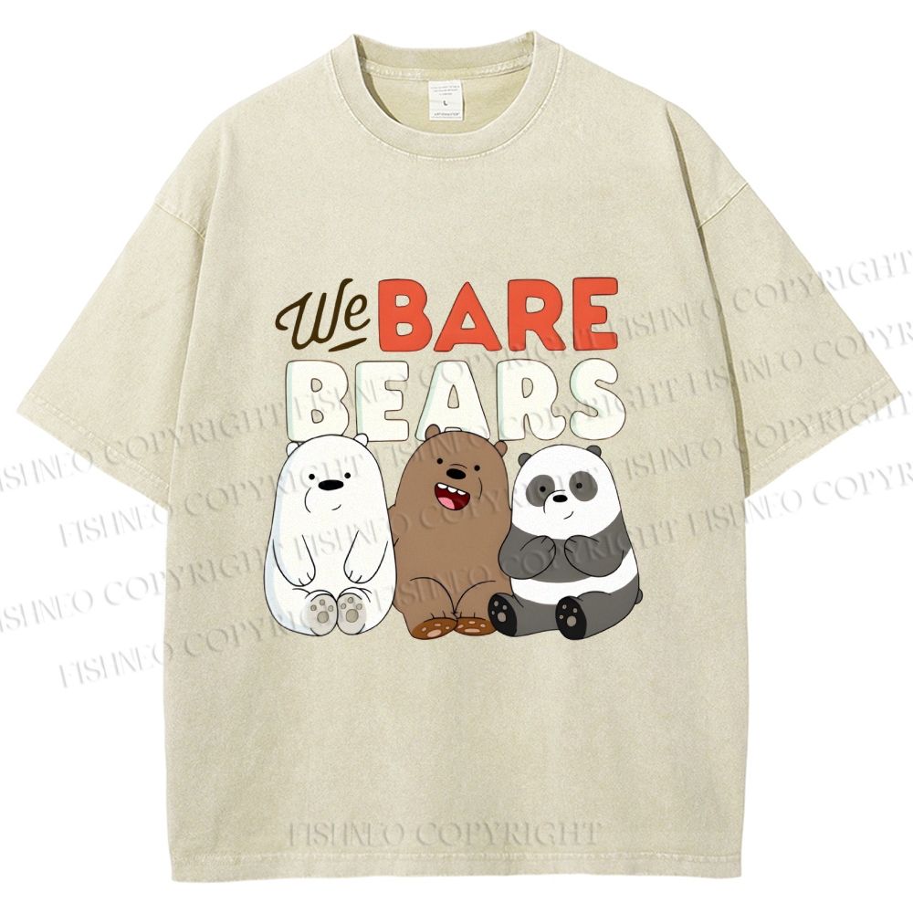 Unisex We Bare Bears Printed Washed Tee