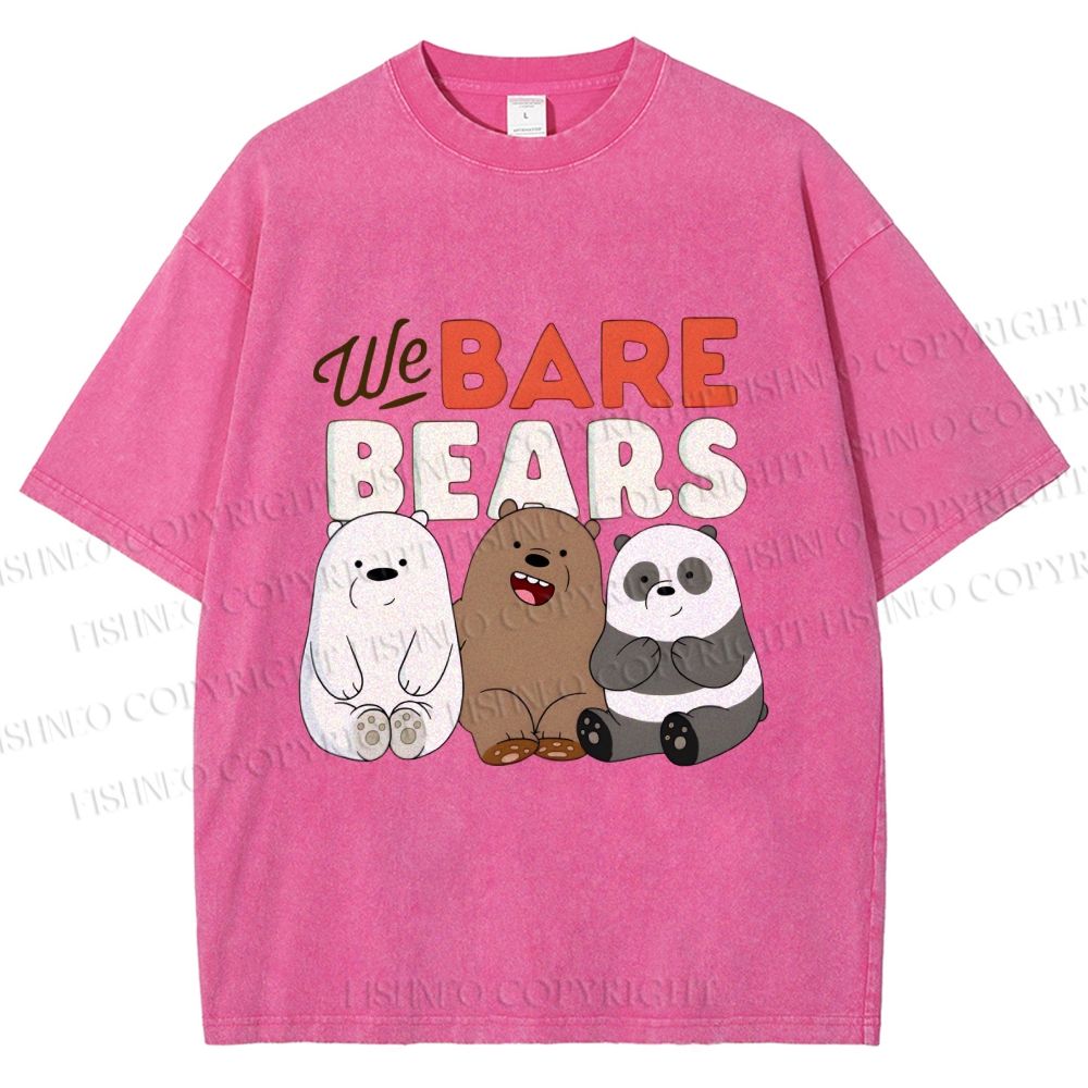 Unisex We Bare Bears Printed Washed Tee