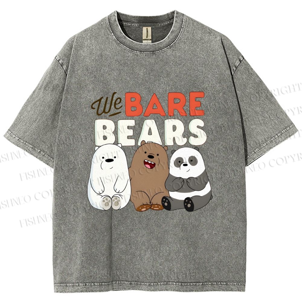 Unisex We Bare Bears Printed Washed Tee