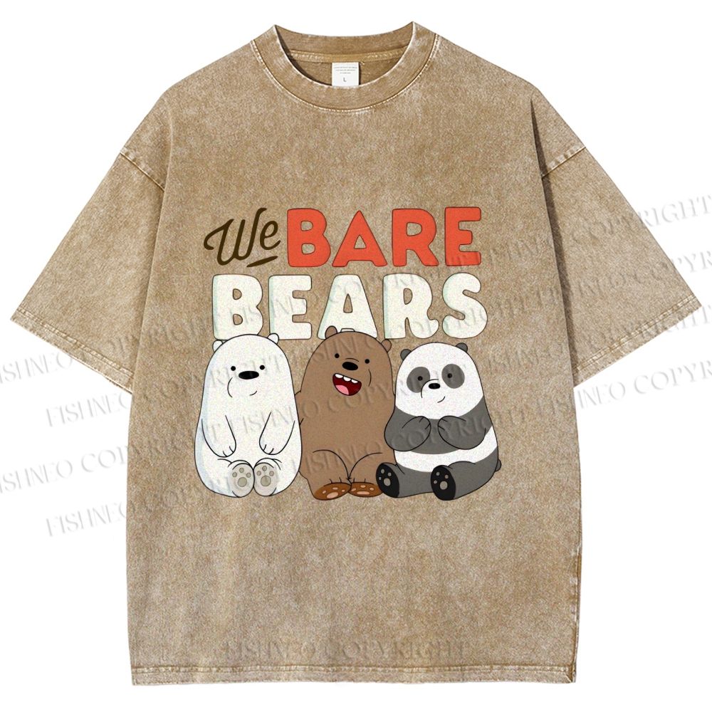 Unisex We Bare Bears Printed Washed Tee