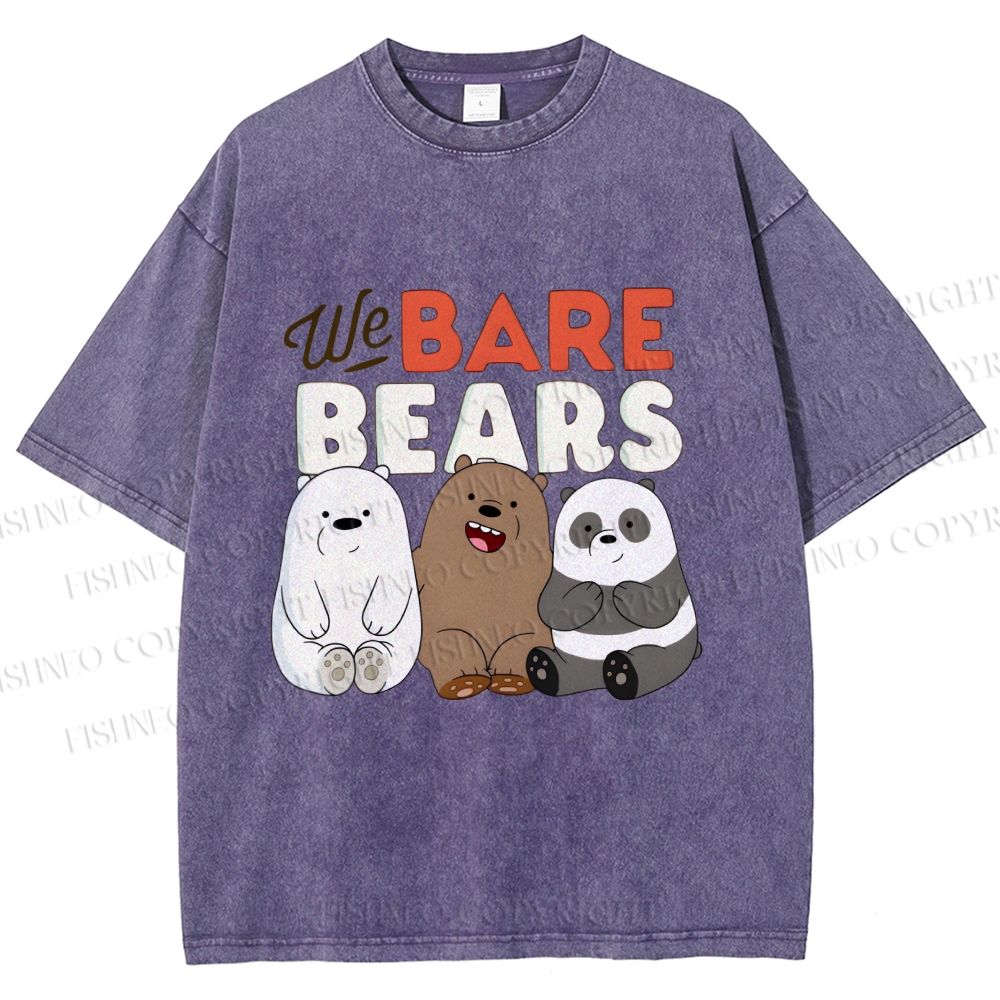 Unisex We Bare Bears Printed Washed Tee