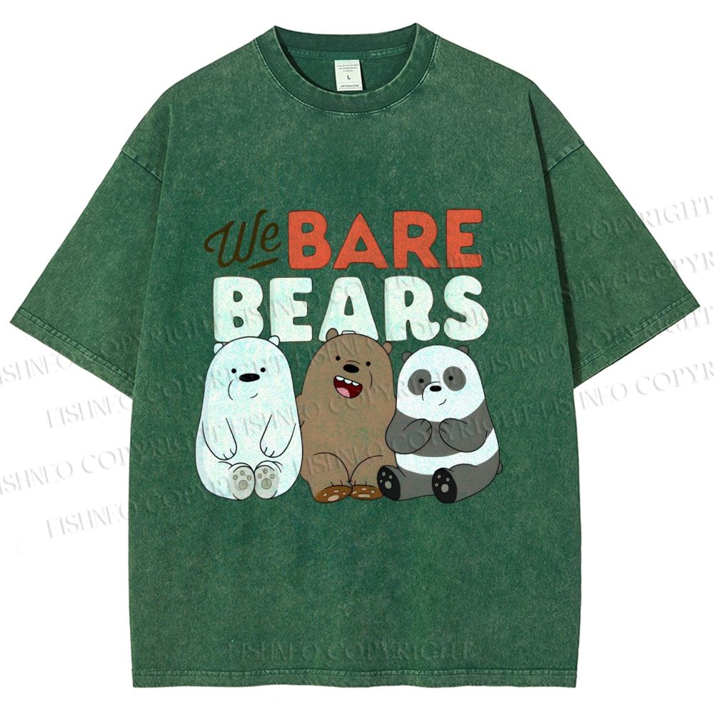 Unisex We Bare Bears Printed Washed Tee