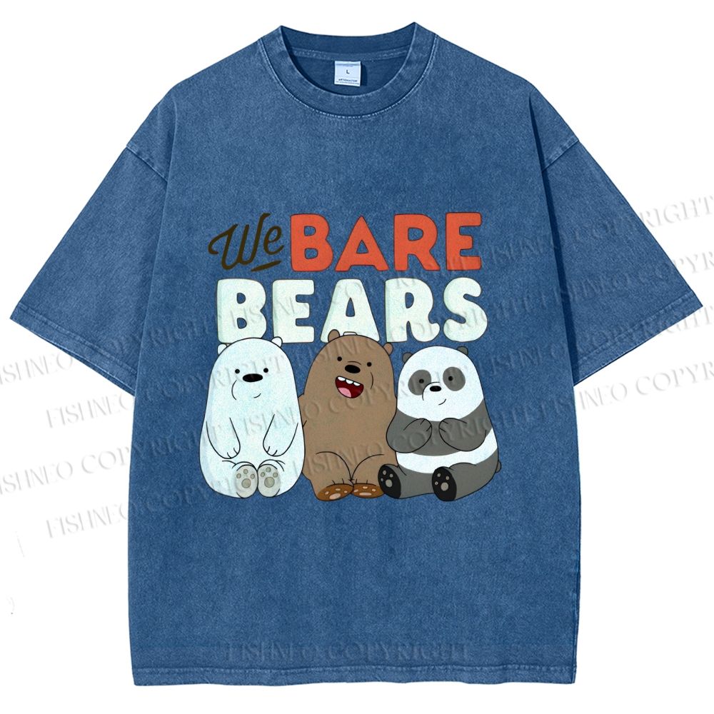 Unisex We Bare Bears Printed Washed Tee