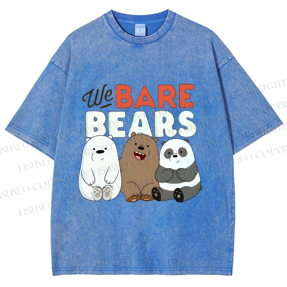 Unisex We Bare Bears Printed Washed Tee