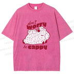 Unisex Dont Worry Be Cappy Capybara Printed Washed Tee