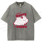 Unisex Dont Worry Be Cappy Capybara Printed Washed Tee