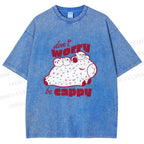 Unisex Dont Worry Be Cappy Capybara Printed Washed Tee