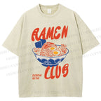 Unisex Ramen Club Printed Washed Tee