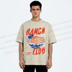 Unisex Ramen Club Printed Washed Tee