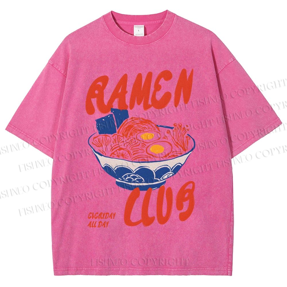 Unisex Ramen Club Printed Washed Tee