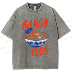 Unisex Ramen Club Printed Washed Tee