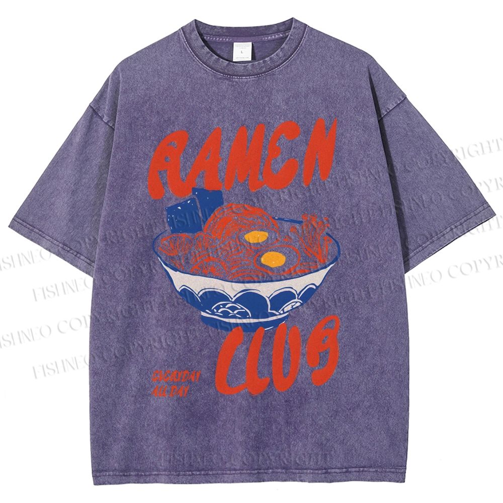 Unisex Ramen Club Printed Washed Tee