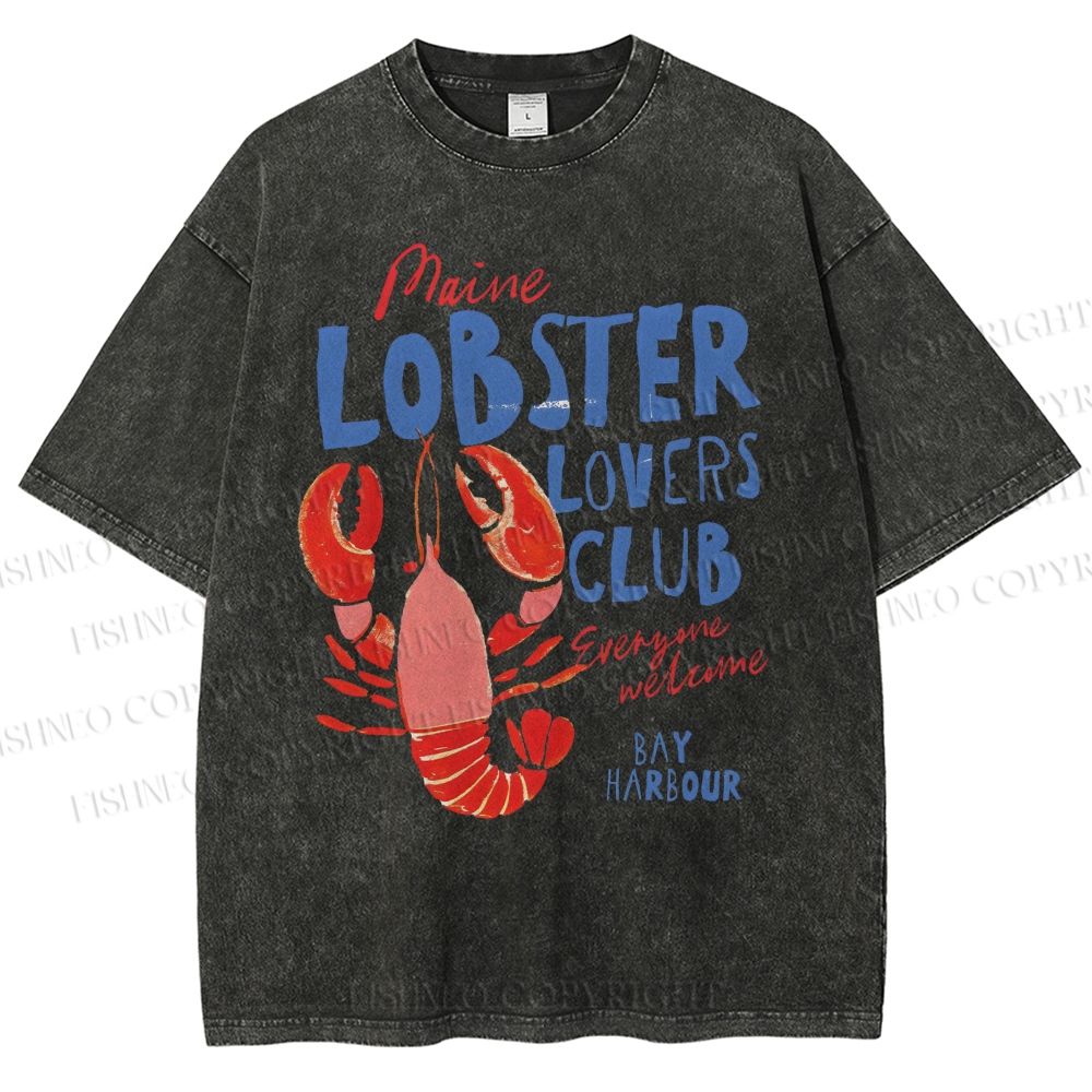 Unisex Maine Lobster Lovers Club Printed Washed Tee