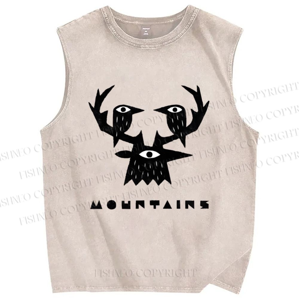 Unisex Mountains Printed Washed Tank Top