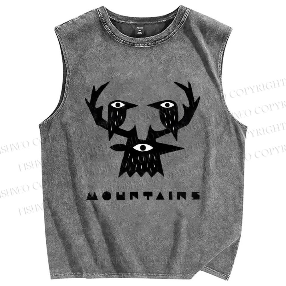Unisex Mountains Printed Washed Tank Top