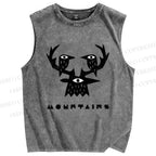 Unisex Mountains Printed Washed Tank Top
