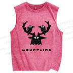 Unisex Mountains Printed Washed Tank Top