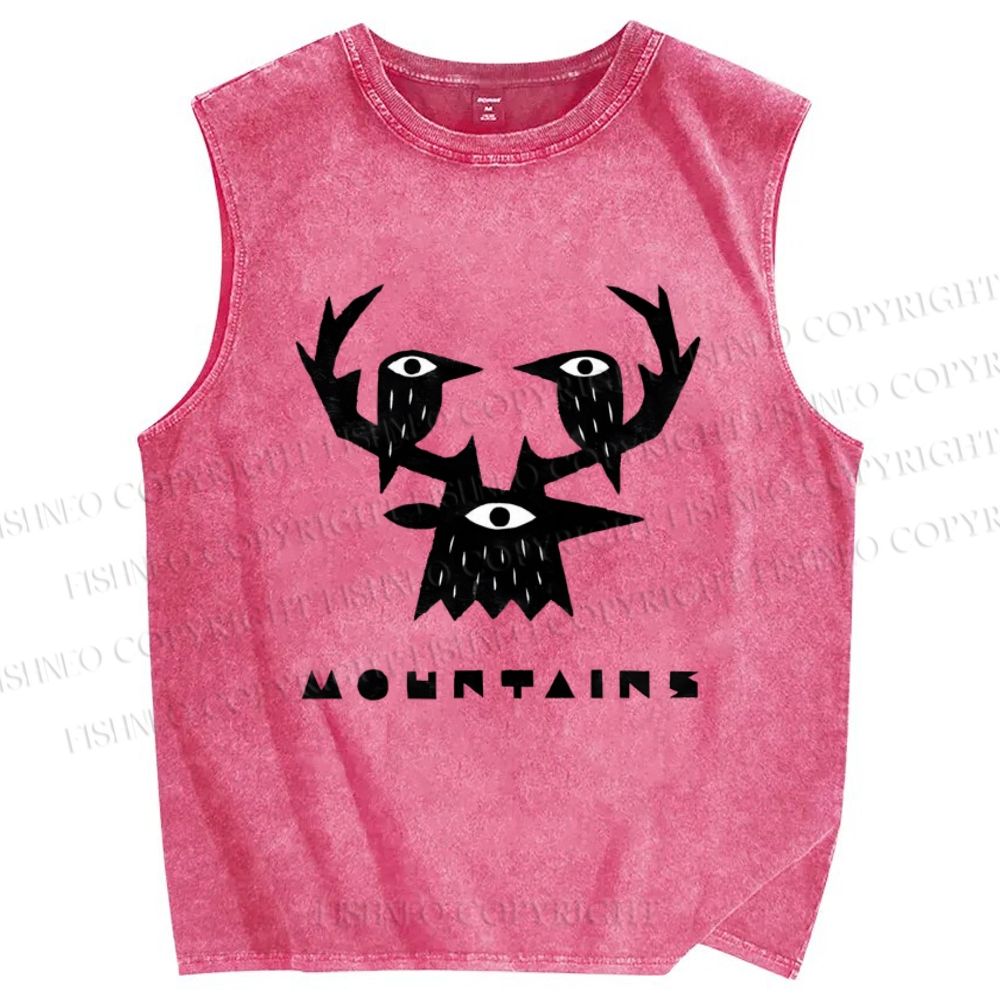 Unisex Mountains Printed Washed Tank Top