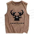 Unisex Mountains Printed Washed Tank Top