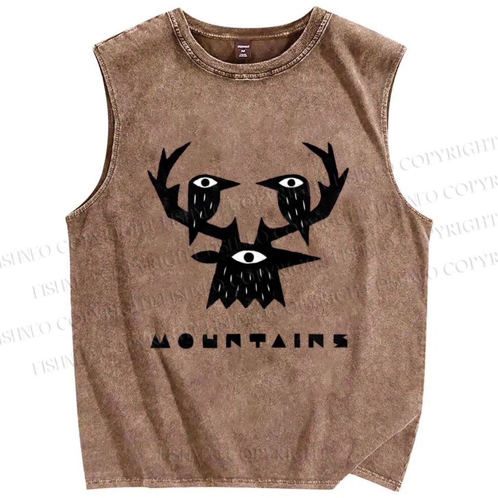 Unisex Mountains Printed Washed Tank Top