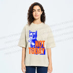 Unisex Vintage Cat Not Today Printed Washed Tee