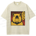 Unisex Japanese Vintage Capybara Printed Washed Tee