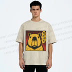 Unisex Japanese Vintage Capybara Printed Washed Tee