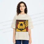 Unisex Japanese Vintage Capybara Printed Washed Tee