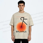Unisex Bauhaus Geometric Bicycle Printed Washed Tee