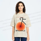 Unisex Bauhaus Geometric Bicycle Printed Washed Tee