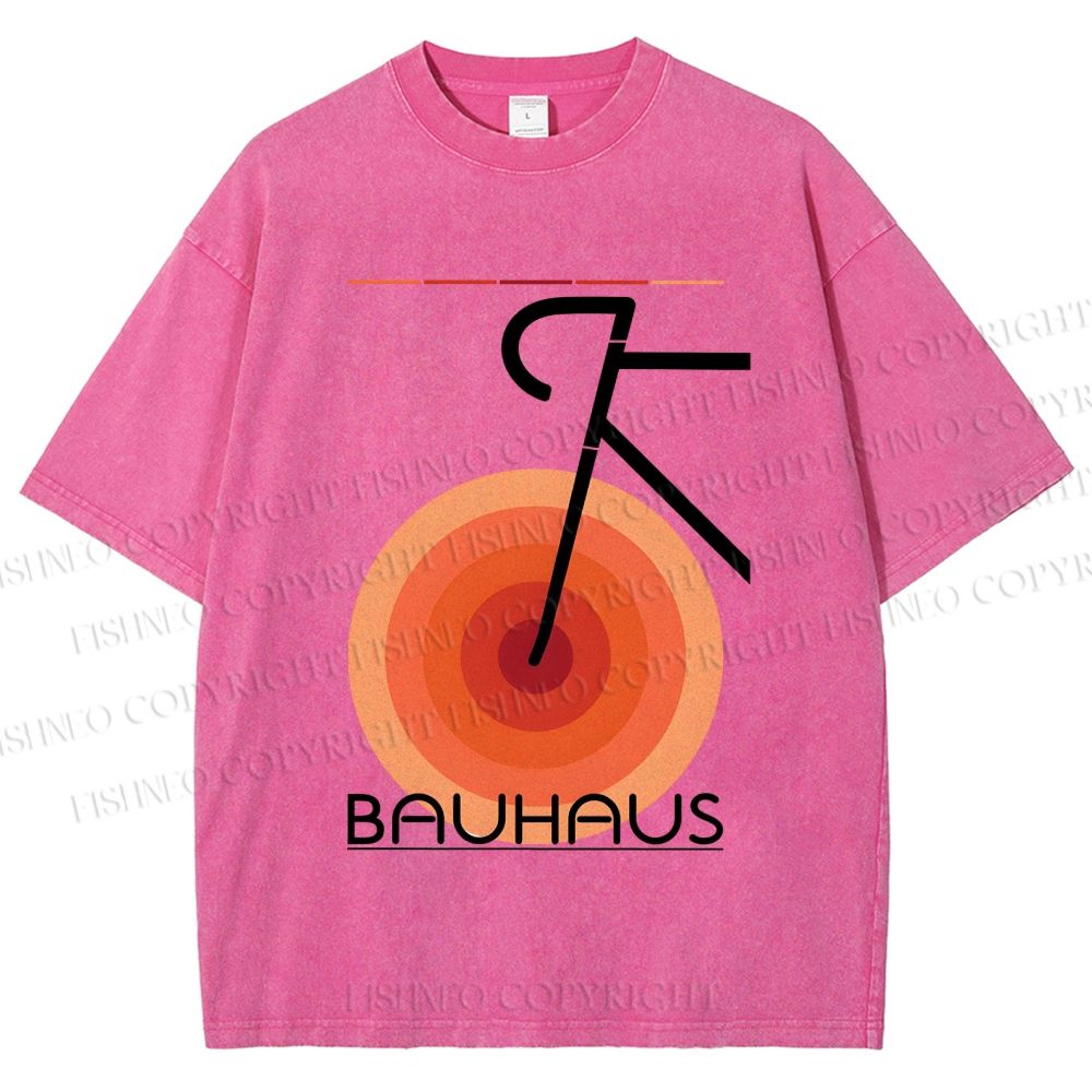 Unisex Bauhaus Geometric Bicycle Printed Washed Tee