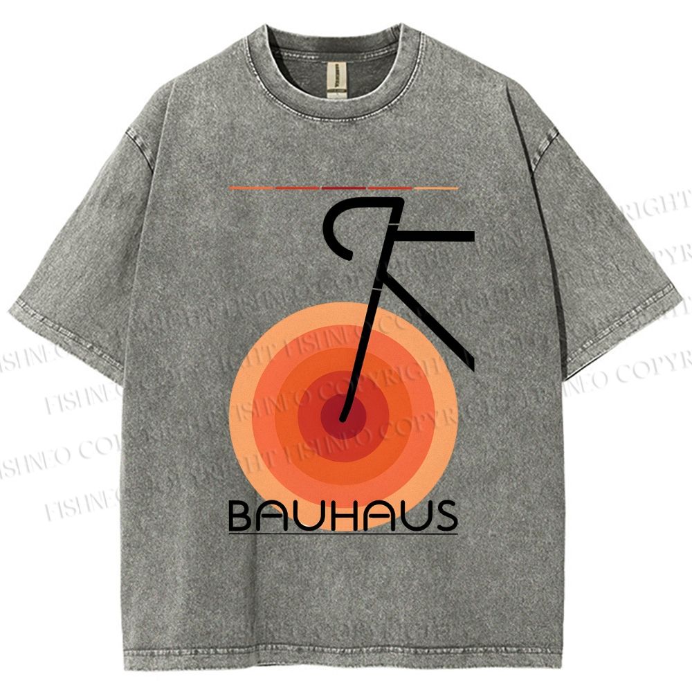 Unisex Bauhaus Geometric Bicycle Printed Washed Tee