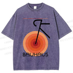 Unisex Bauhaus Geometric Bicycle Printed Washed Tee